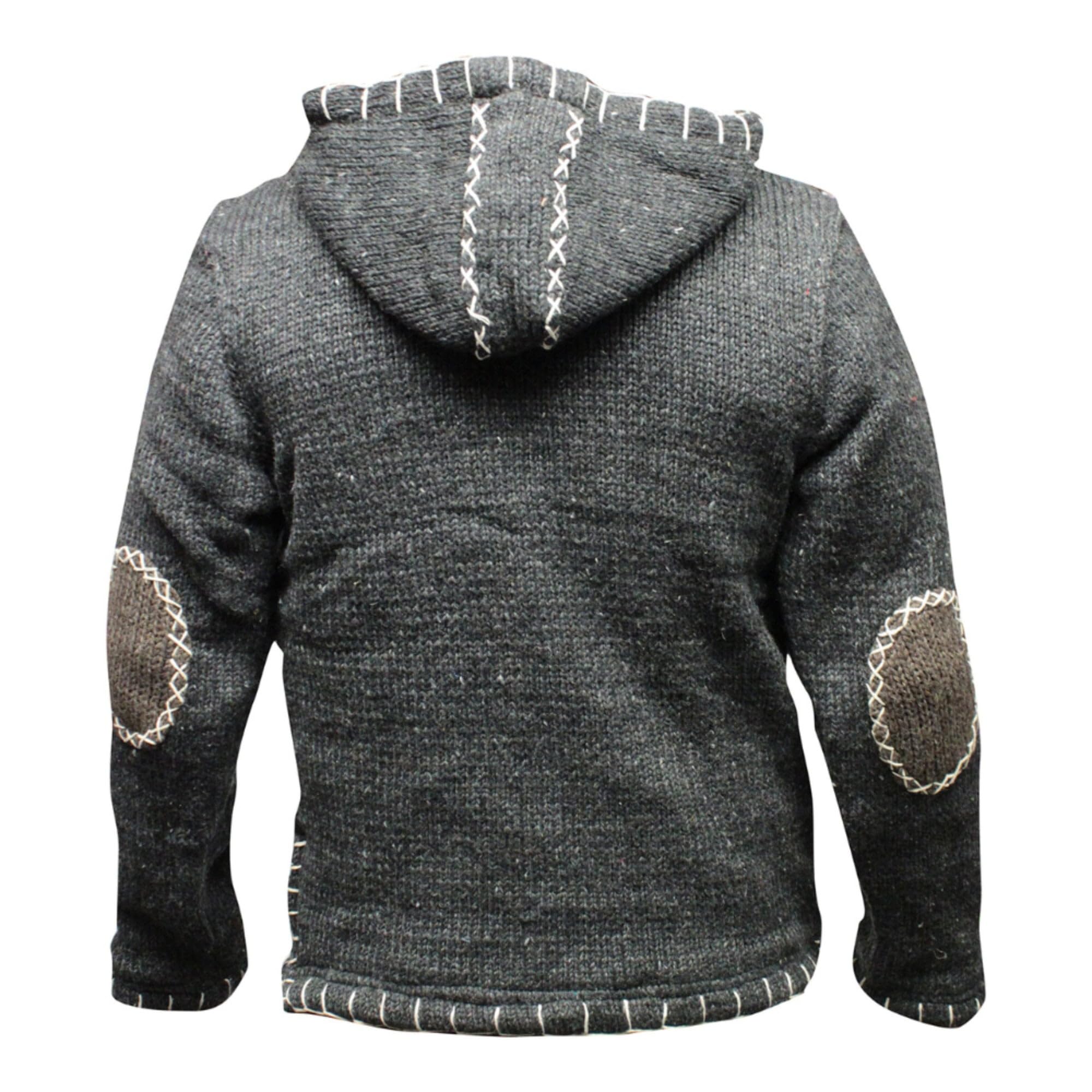 Shopoholic Fashion Pullover Foderato in Pile con Cerniera Incrociata da Uomo Felpa con Cappuccio in Lana Hippy Boho