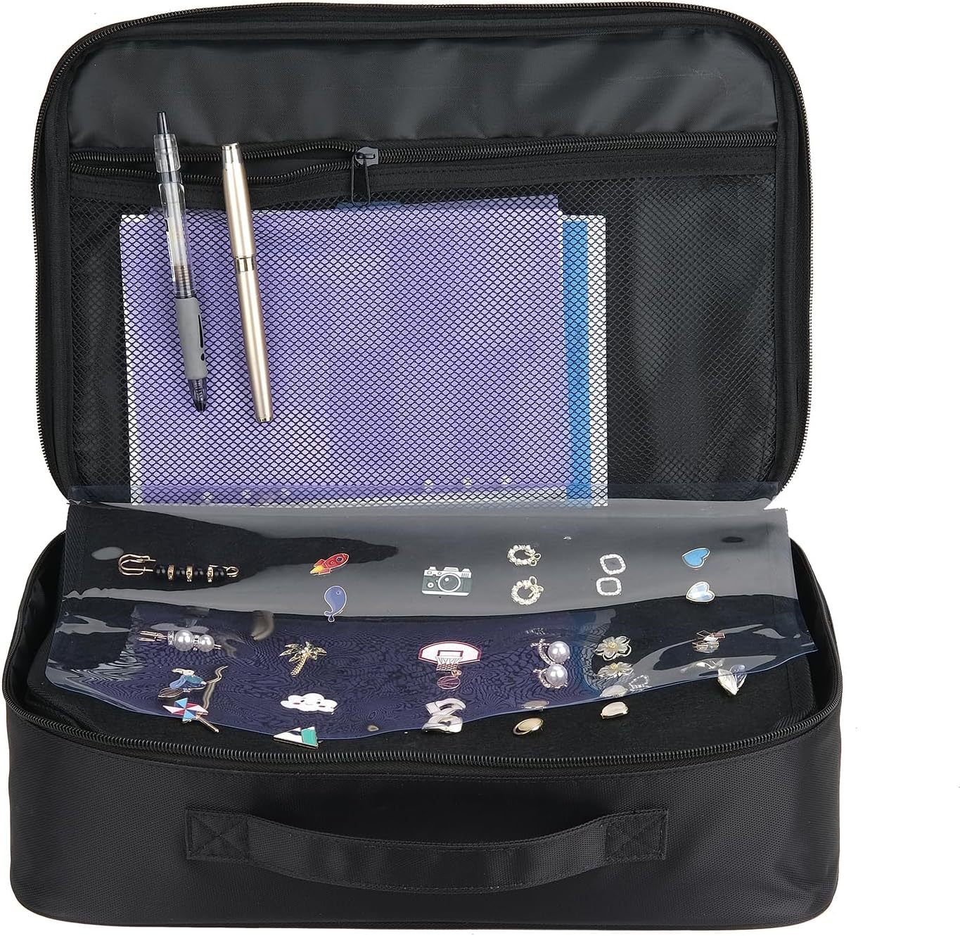 Enamel Pin Display Storage Bag with Shoulder Strap, 12-Page Pro Pins Book to Carry, Display and Trade Your Collectible Pins, Medals, Brooches