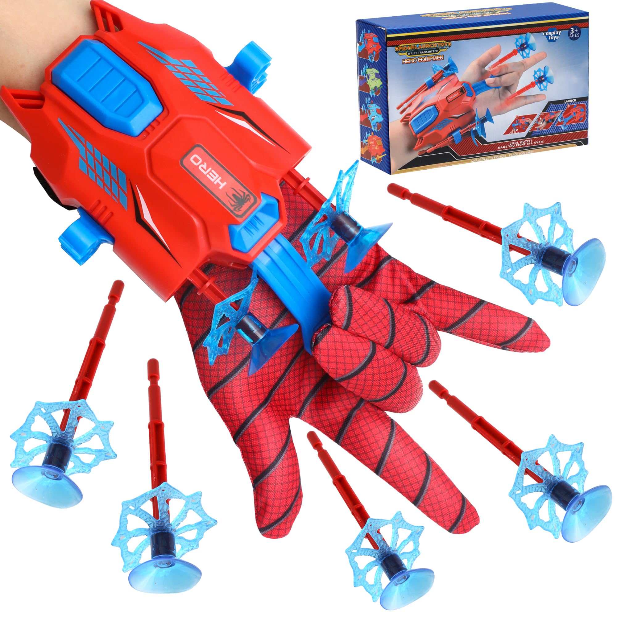 Spider Web Shooters for Kids - Spider Toy Shooters With 2 Launch Ports Web Toys Hero Gift for Kids Boy Girl Spider Gloves Launcher Wrist Toys