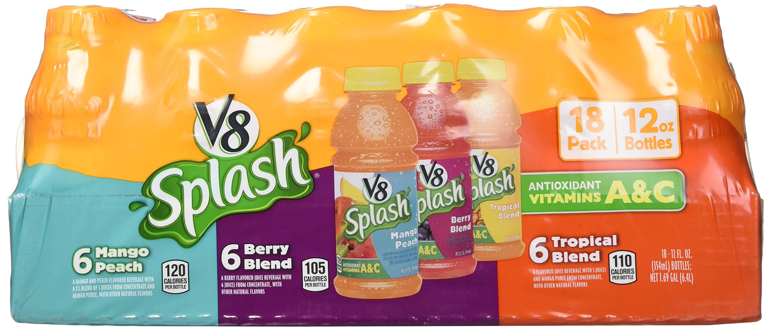 V8 Splash Variety Pack Juice (Pack of 18) 12 Fl Oz, 216 Fluid Ounce