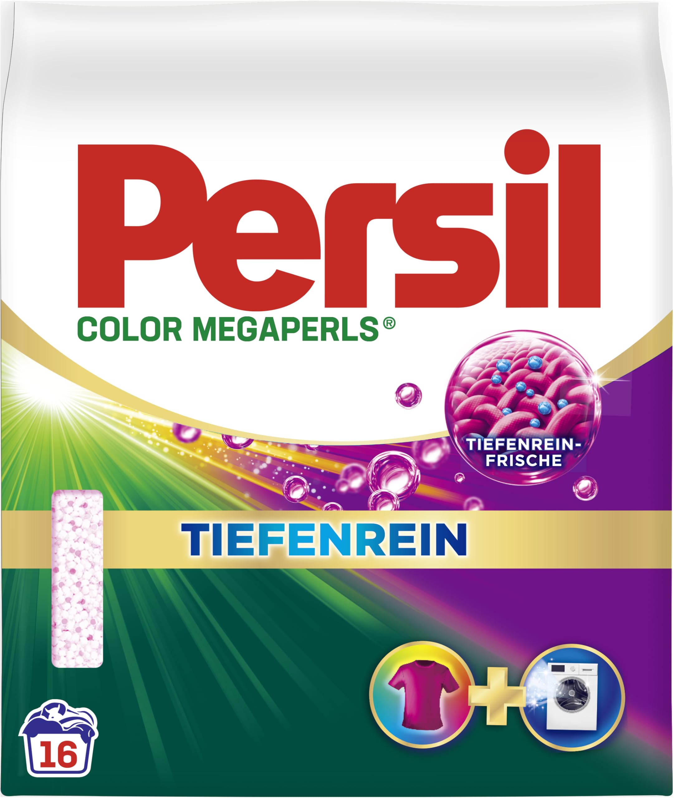 Persil Color Megaperls (5 x 16 Waschladungen), Colorwaschmittel mit Tiefenrein Technologie, Waschmittel für reine Wäsche & hygienische Frische für die Maschine, 20 °C bis 60 °C