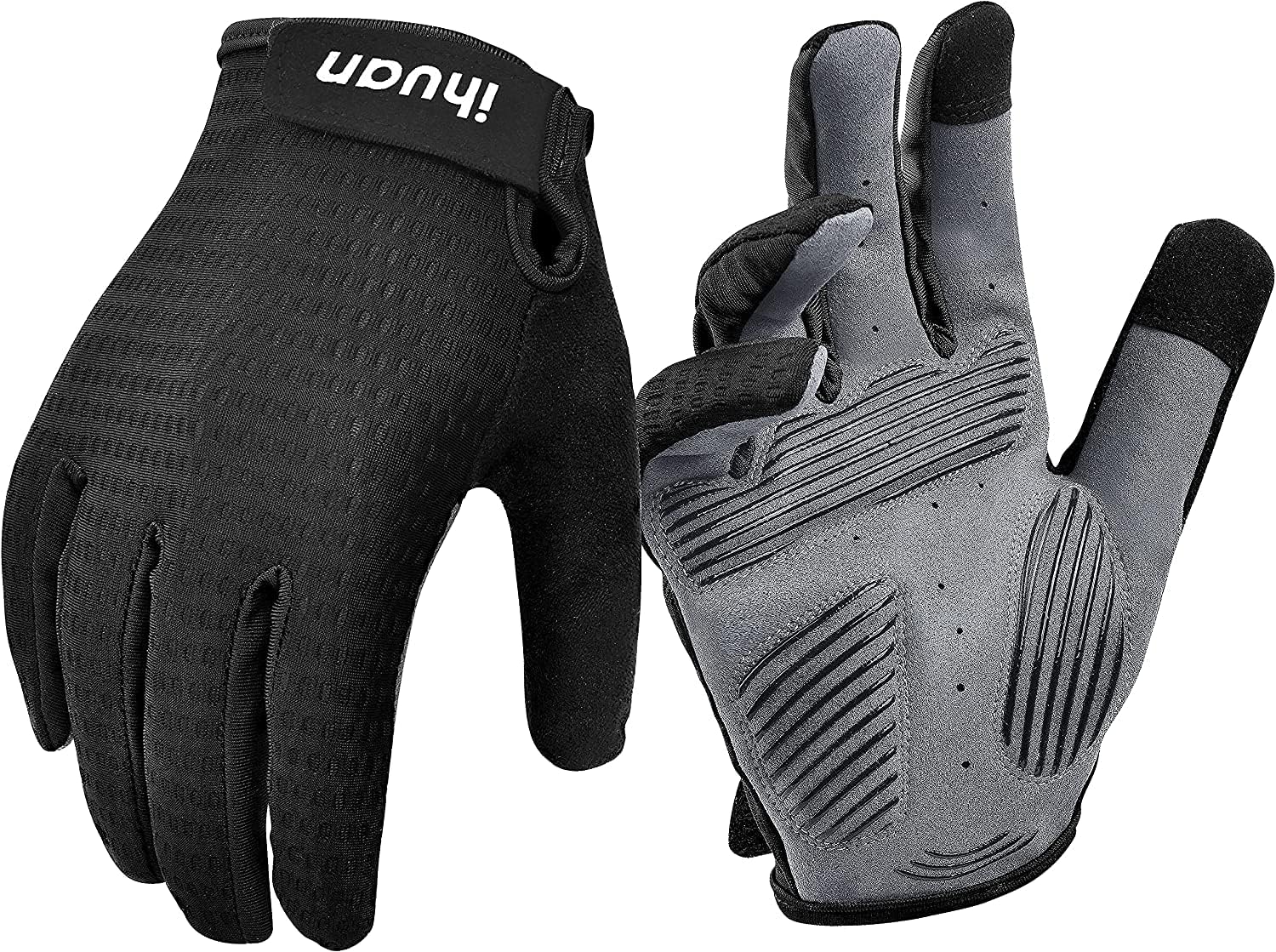 ihuan Ventilated Weight Lifting Gym Workout Gloves Full Finger with Wrist Wrap Support for Men & Women, Full Palm Protection, for Weightlifting, Training, Fitness, Hanging, Pull ups : Sports & Outdoors