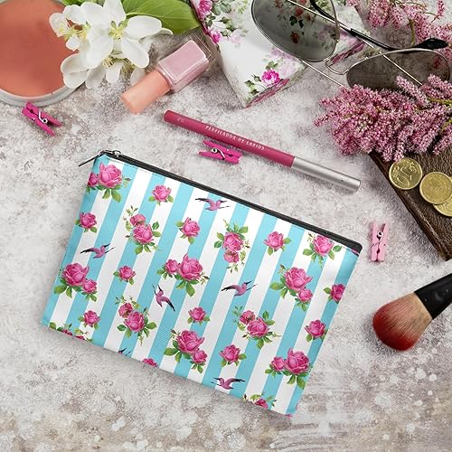 Miniatura 8 de Dacawin Bolsa de cosméticos de flores de girasol para mujer, bolsas de maquillaje de flores amarillas, bolsa de aseo a cuadros blancos y negros,