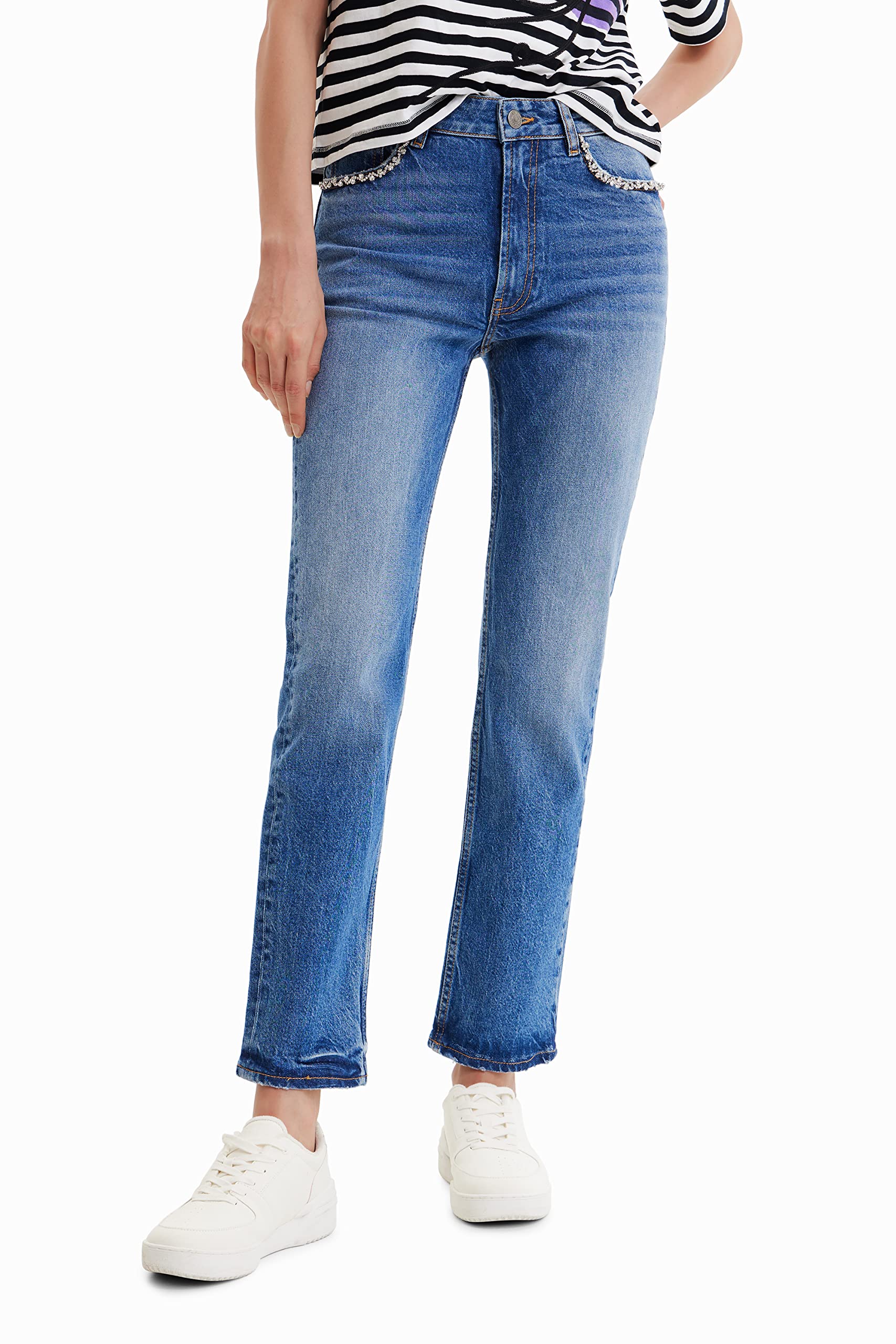 Desigual Women's Denim_enriet 5053 Casual Trousers, Blue, 10