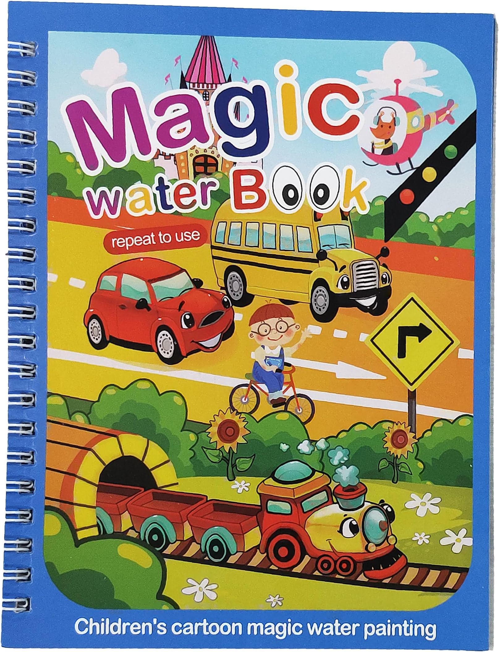 GLUN® Water Magic Book, Magic Doodle Pen, Coloring Doodle Drawing Board Games for Kids, Educational Toy for Growing Kids (Theme 14)