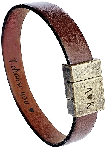 Leather Bracelet for Men Personalized Hidden Secret Message Custom Text,