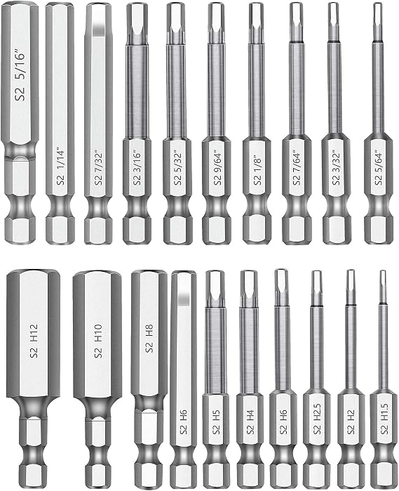 MulWark Hex Head Allen Wrench Drill Bit Set 20PC (10pc Metric & 10pc SAE) & 5 Spring-Loaded Automatic Steel Center Hole Punch