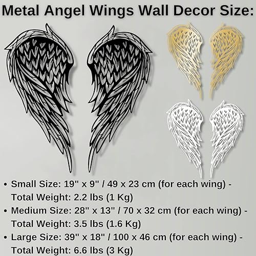 Miniatura 4 de Arte de pared de metal, alas de ángel de metal, decoración de pared de alas de ángel, arte de pared de alas de ángel de metal, aniversario - regalos