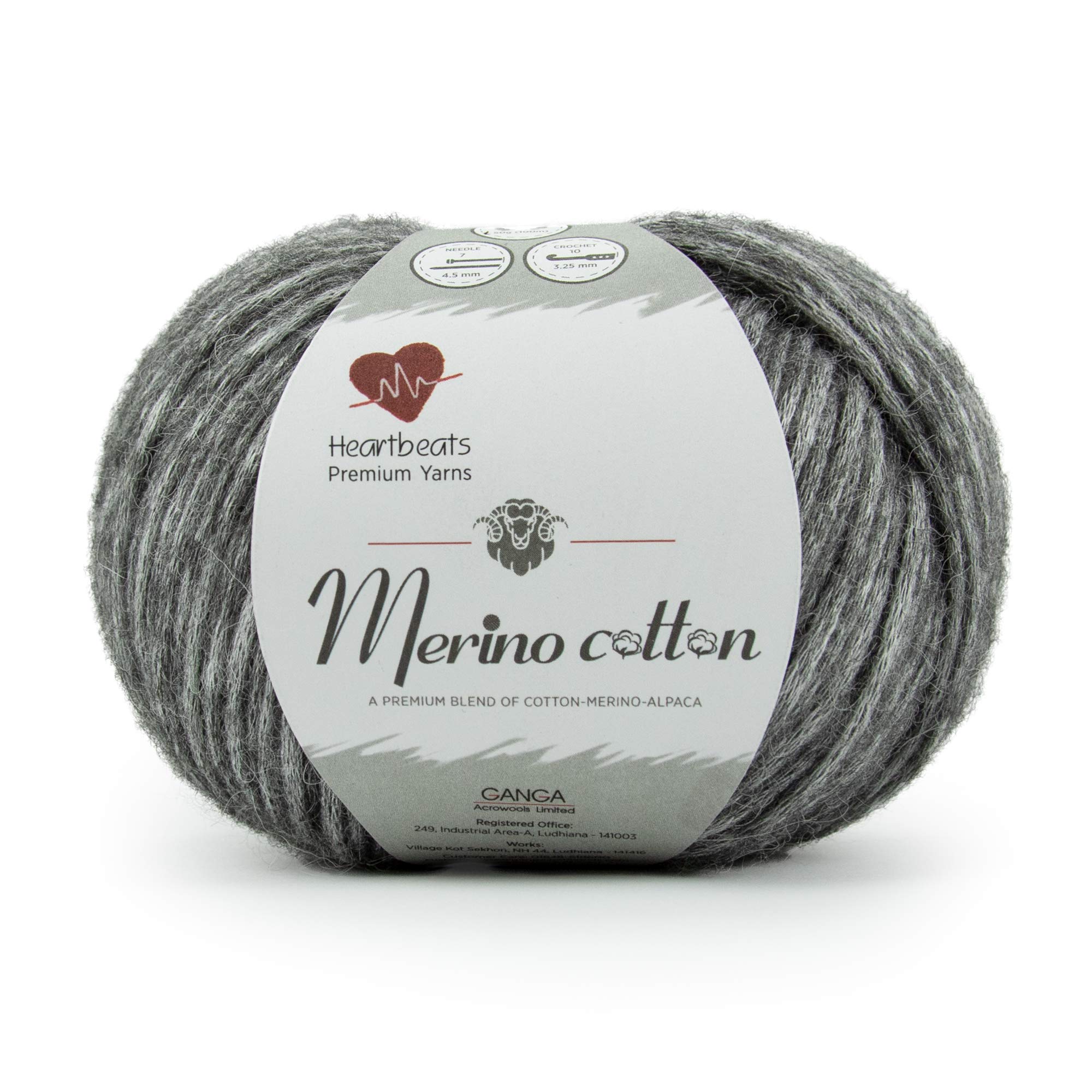 Heartbeats Merino Cotton, is Natural Yarn Blend of Cotton Alpaca and Merino. Oekotex Class 1 Certified. Pack of 2 Balls - (50g Each, Shade no - MCT1)-image-23