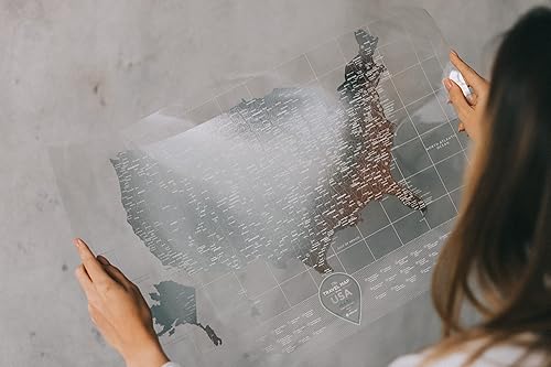 Miniatura 4 de Mapa flexible transparente de EE. UU. - Nueva tecnología Delux Scrartch-off - 16 x 24 pulgadas - Mapa de viaje regrabable de Estados Unidos - Hecho