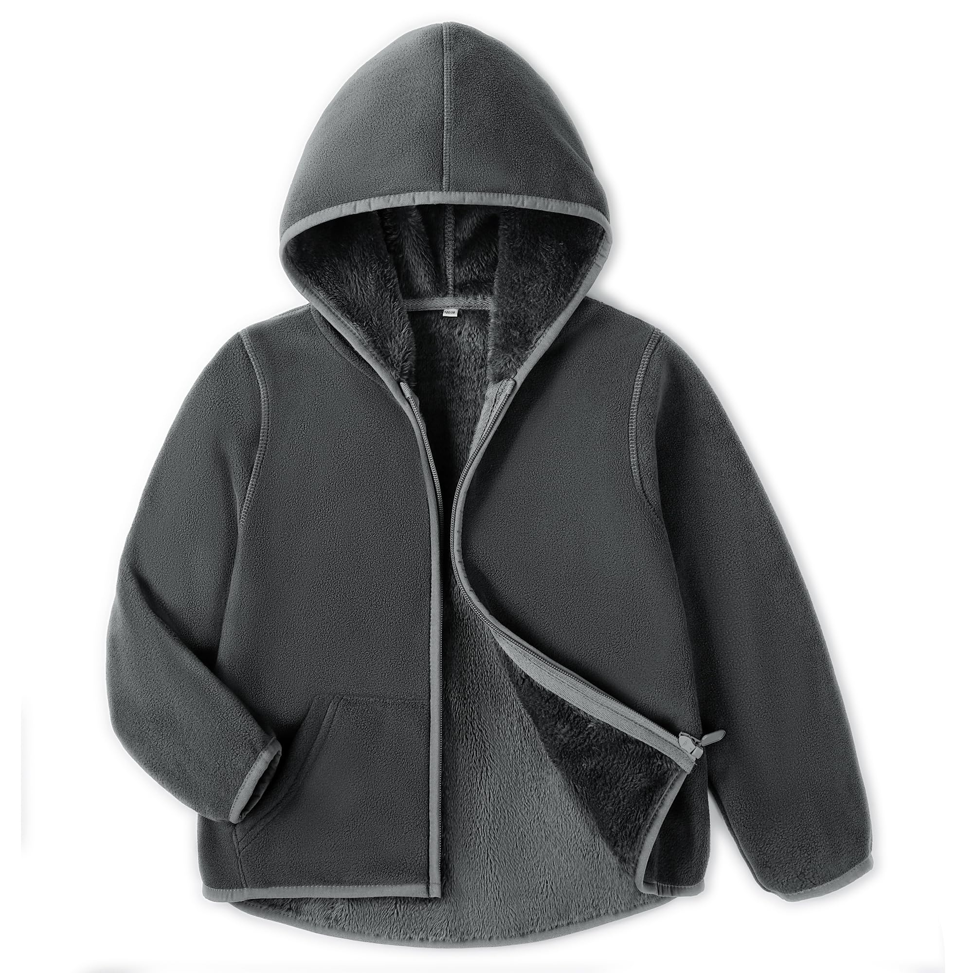 Boys Girls Polar Fleece Jacket with Hood Toddler Coat 2-12 Years