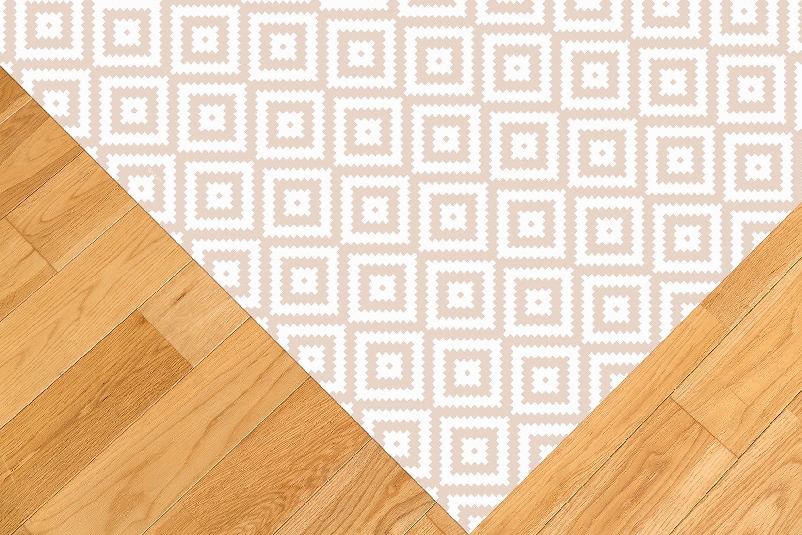 DobleUve Estudio Vinyl Teppich Geometrisch 08 | Beige | 100x100 cm | Waschbarer Rutschfester Küchenläufer | Vinylteppich | Vinylboden | Vinylteppich für Wohnzimmer