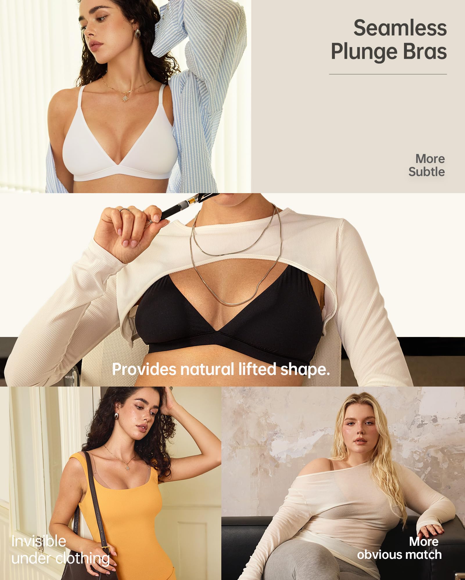 OEAK Reggiseno a triangolo da donna, comodo, senza ferretto, sexy, senza cuciture, senza cuciture, per tutti i giorni