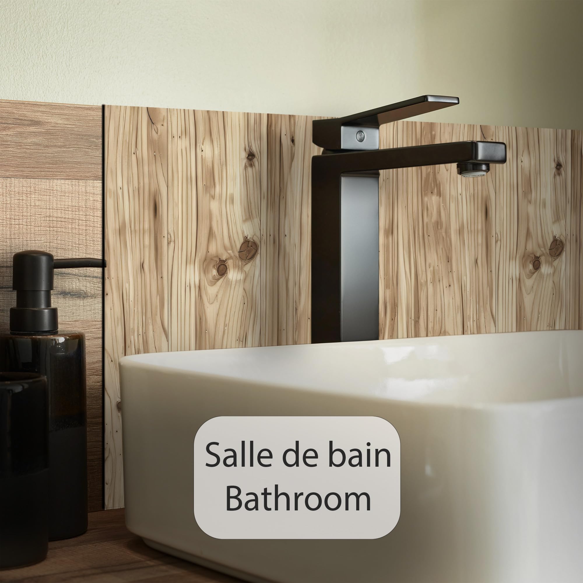 Crédence cuisine rigide aluminium (dibond) taille 40x50cm bois hêtre, crédence inoxydable dibond inoxydable, résistant à la chaleur et humidité pour cuisine, design bois, effet bois