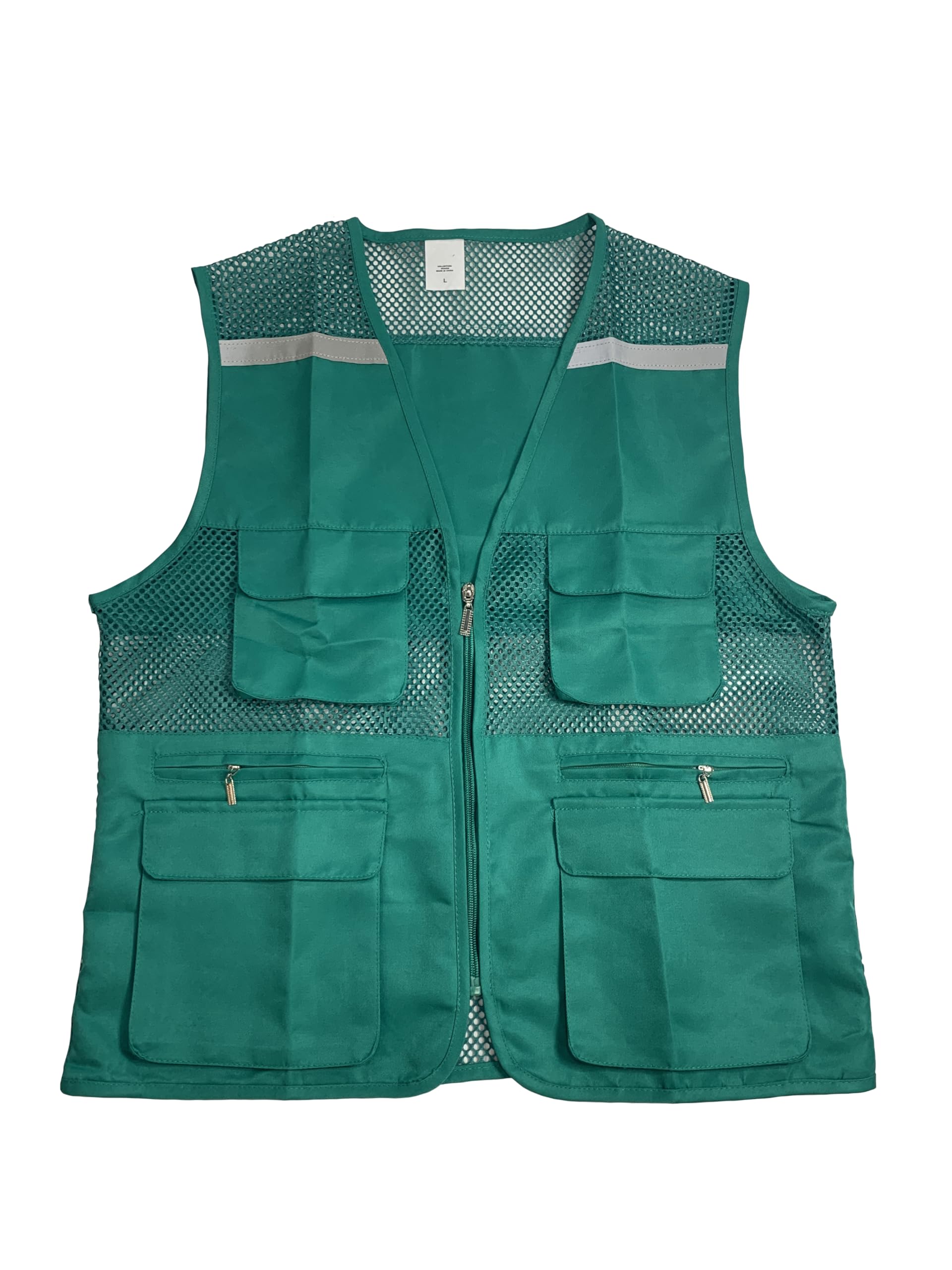 High Visibility Safety Vest-Multiple Pockets-Zip Fastening-Reflective Stripes-Suitable for Many Scenarios (Cyan, XL)