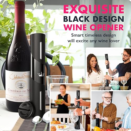 Miniatura 6 de VINABON Abrebotellas de vino eléctrico de primera calidad 2025 con cortador de papel de aluminio de vino - Abridor de vino electrónico automático