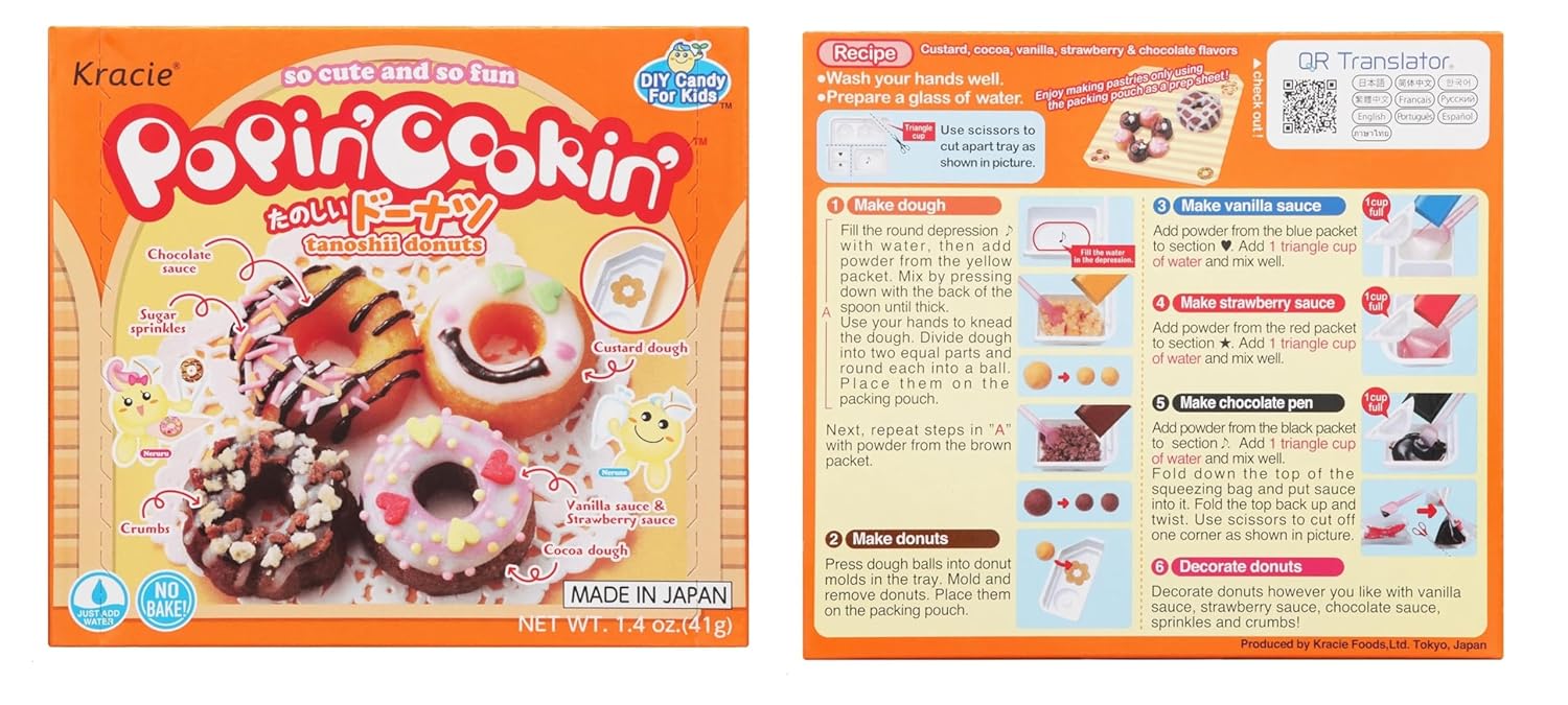 Kracie Popin Cookin DIY Candy Making Kit (8 Flavors) English Instructions Perfect For Kids Plus 2 NineChef Brand Spoon.