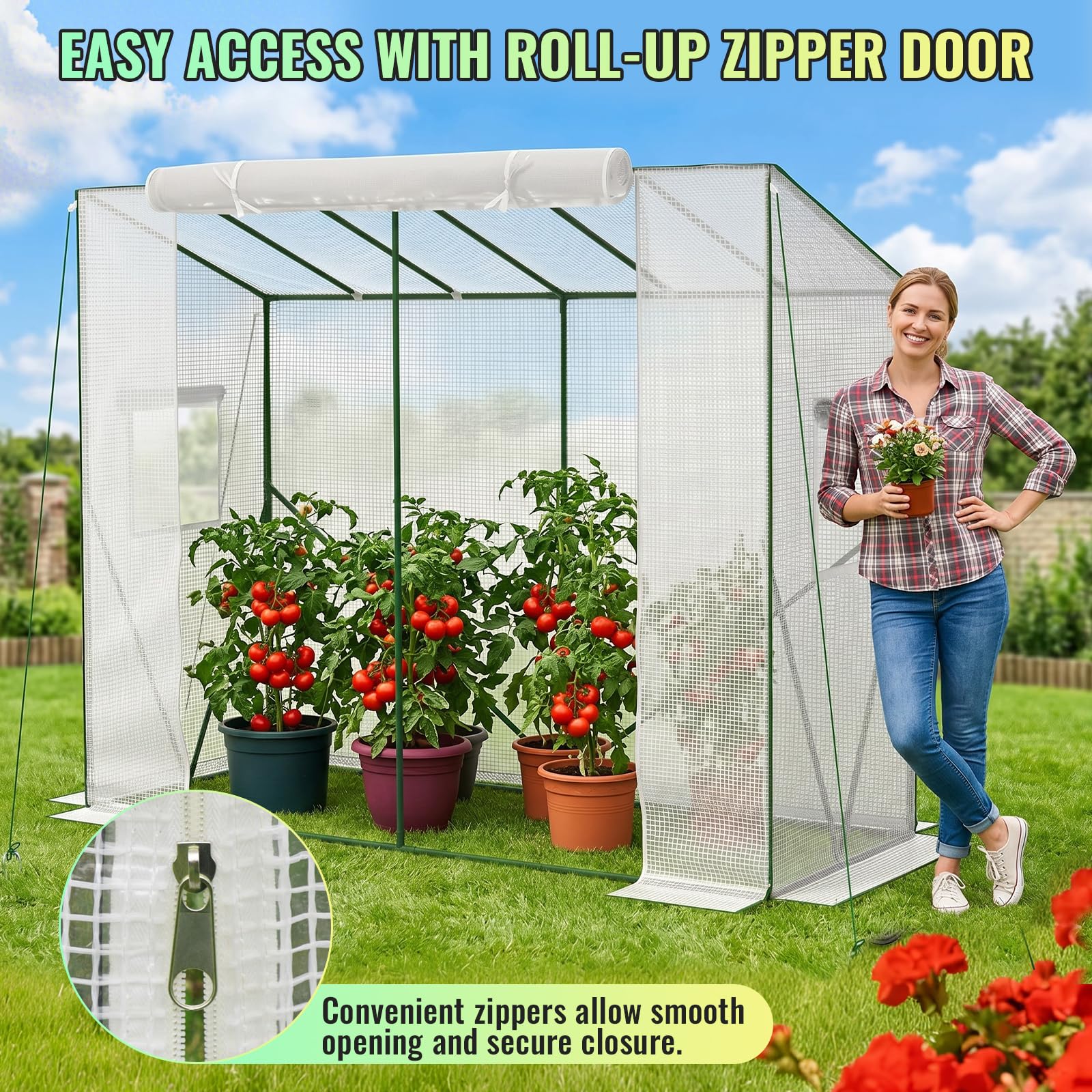 Velway Serra da Giardino da Esterno Impermeabile 200x79x170/141cm