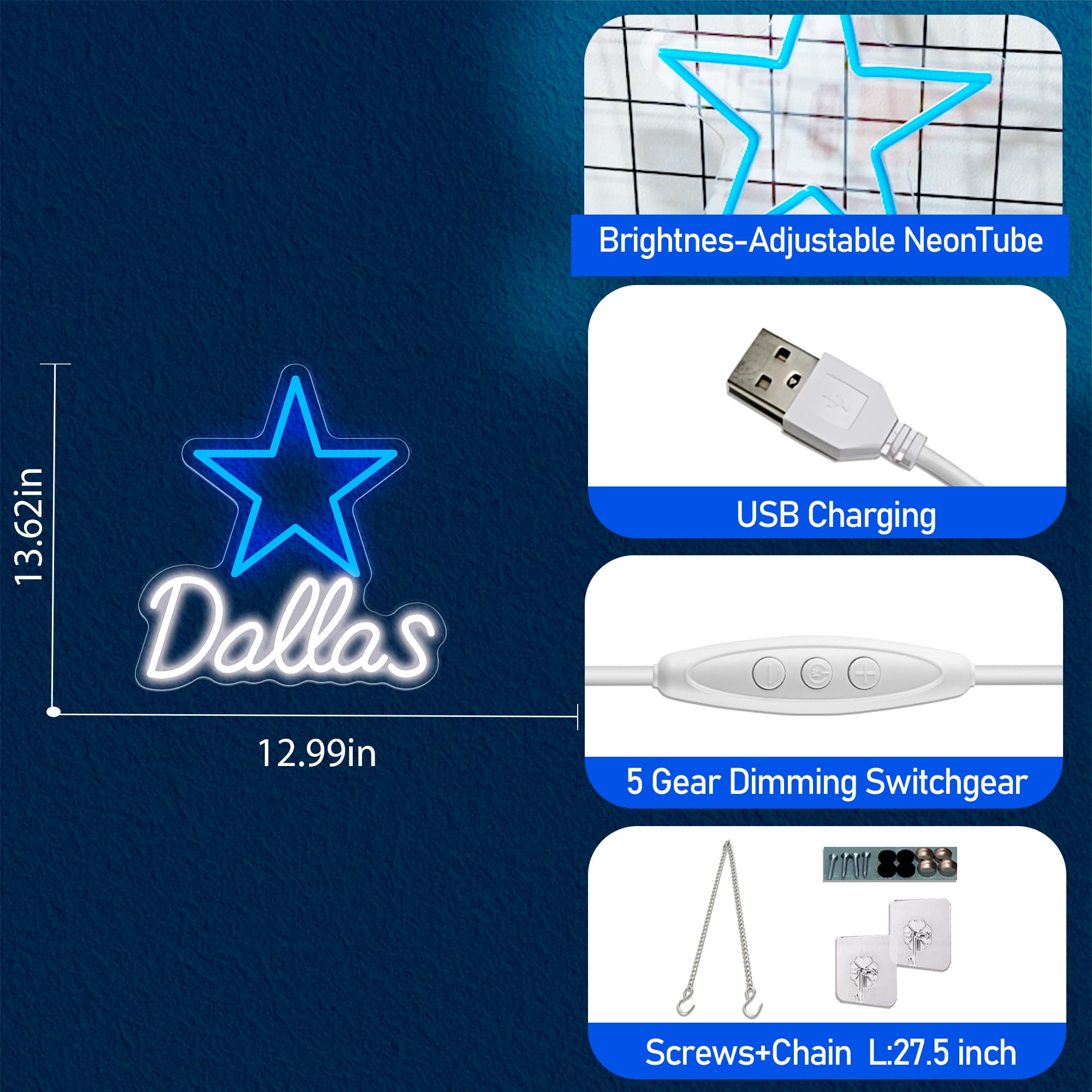 Targa al neon della squadra di calcio, con luce a LED dimmerabile, con logo Merch, alimentata tramite USB, per decorazione da parete, camera da letto, sala giochi, regalo di compleanno per bambini e