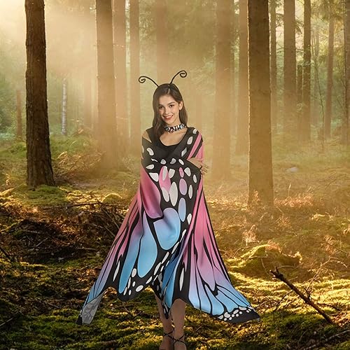 Miniatura 6 de PHAXCOO Butterfly Wings for Women Butterfly Shawl Fairy Ladies Cape Nymph Pixie Halloween Costume Accessory