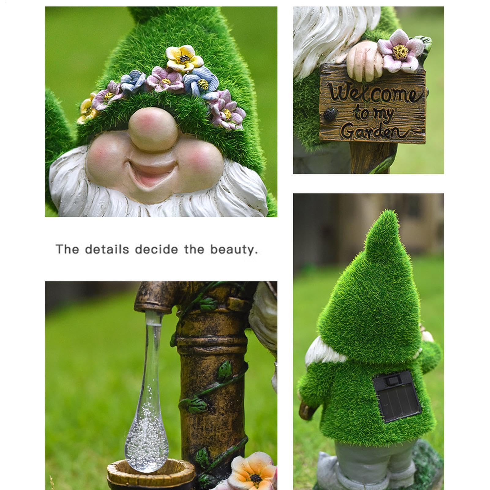 Gnomo da giardino a energia solare, grazioso gnomo da giardino con lanterna, luci paesaggistiche, statue esterne per Natale, festa della mamma, San