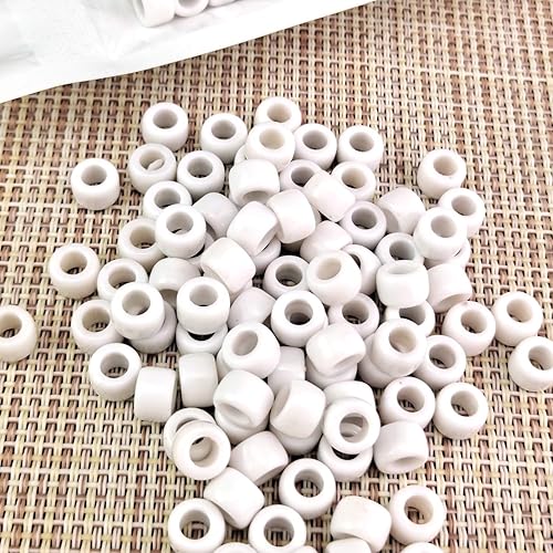 Miniatura 2 de 0.236 x 0.354 in, cuentas de poni opacas, multicolor, mezcla de plástico, acrílico, a granel, cuentas de pony, 300 unidades (blanco)