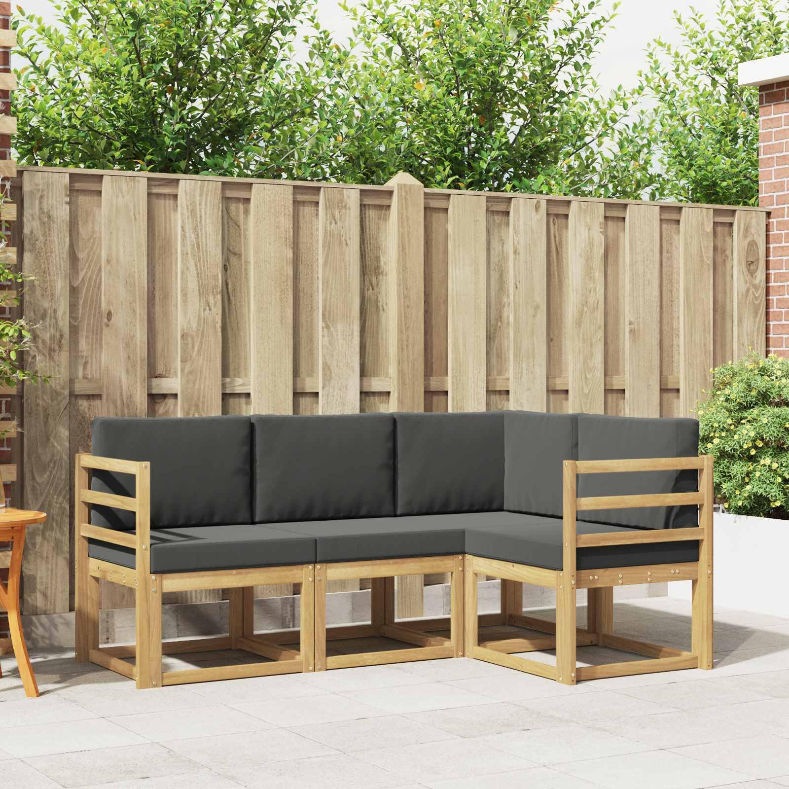 Ensemble de meubles de jardin en bois d'acacia massif canapé extérieur 4 pièces blanc