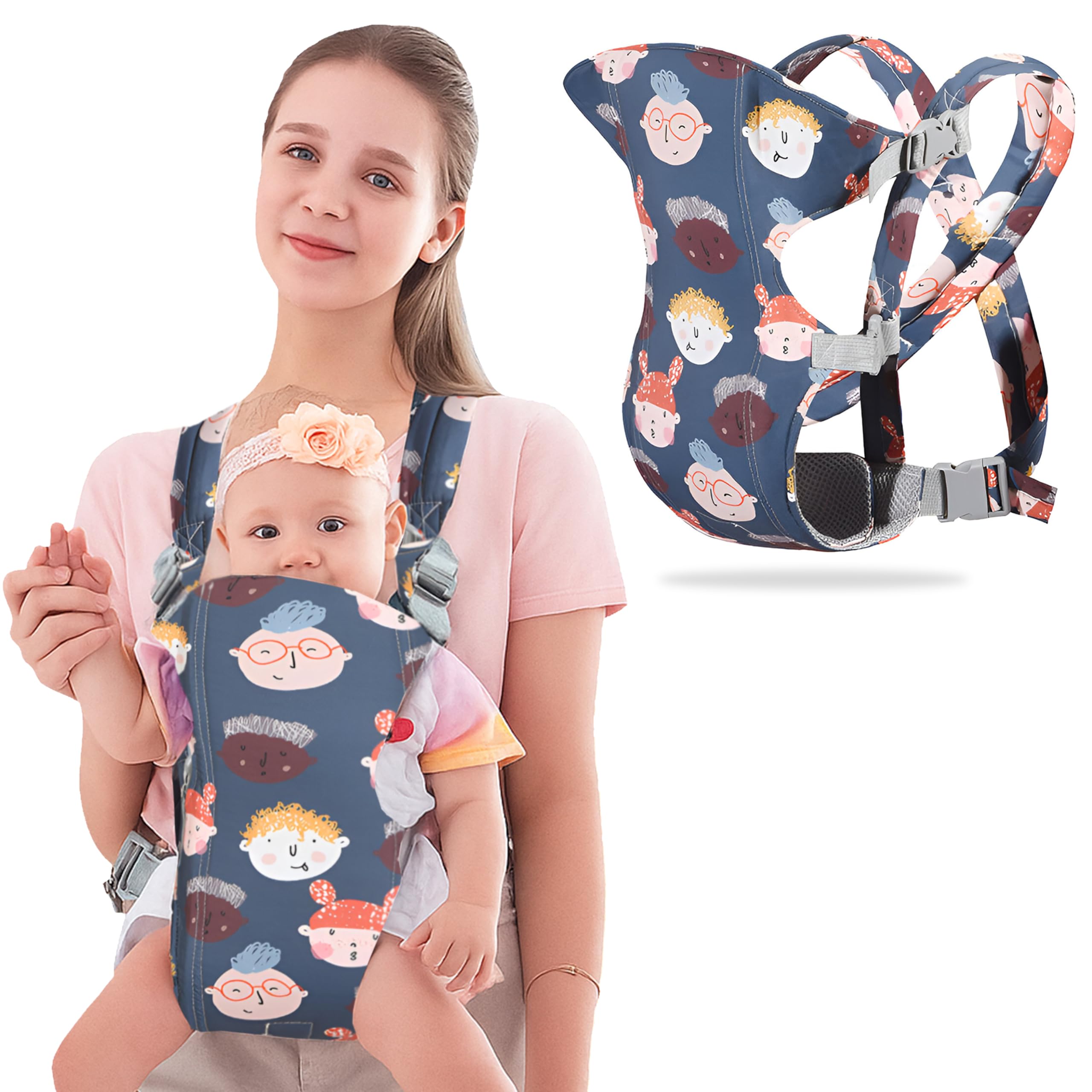 Bembika Baby Carrier Newborn to Toddler – Soft Infant Carrier with Multiple Positions, Kangaroo Bag Sling Carrier, Adjustable Baby Holder with Detachable Design for All Seasons (Cartoon Character)-image-20