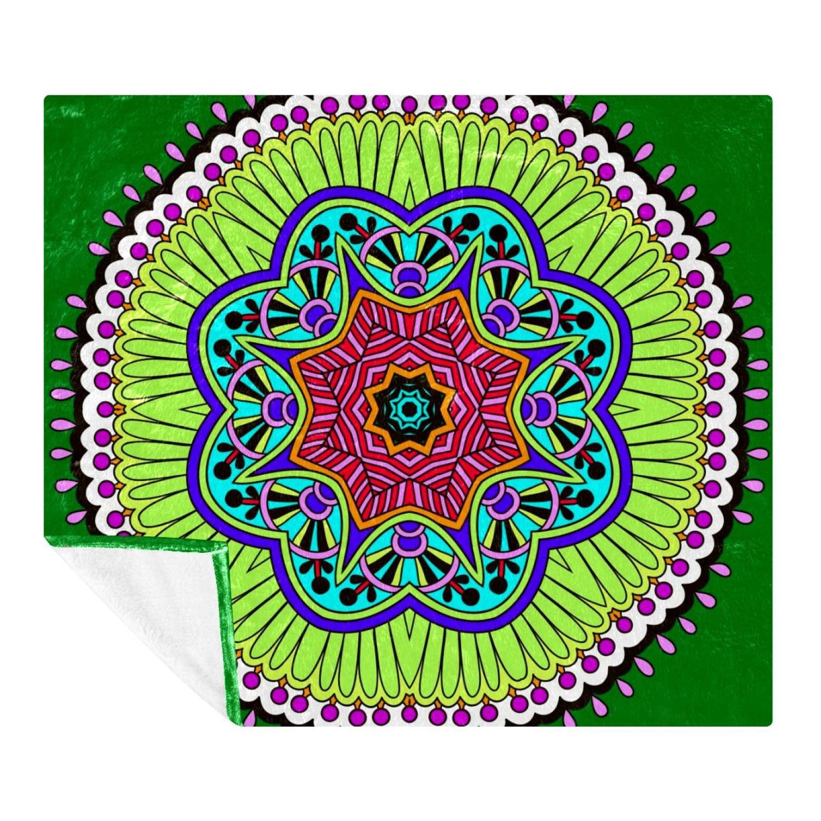 Couverture polaire légère microfibre 150x200cm, plaid vert chaud pour lit adulte enfant