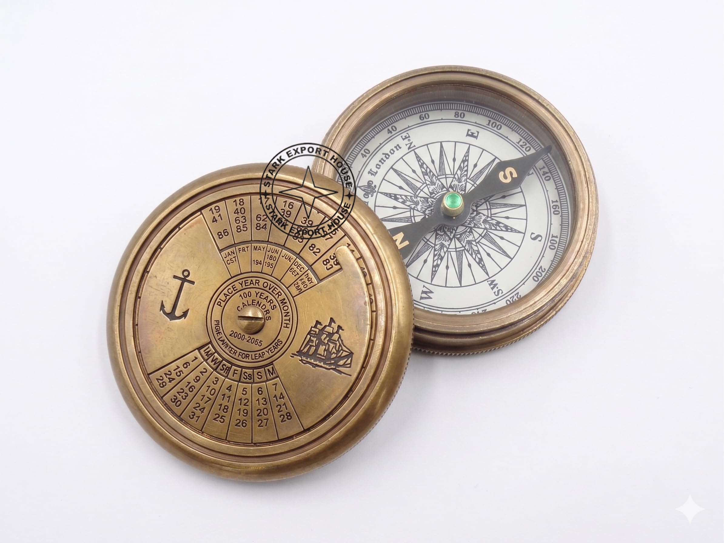 Brass Antique Calender 2 Inch Sundial Compass for Outdoor (ANUBV)-picture-24