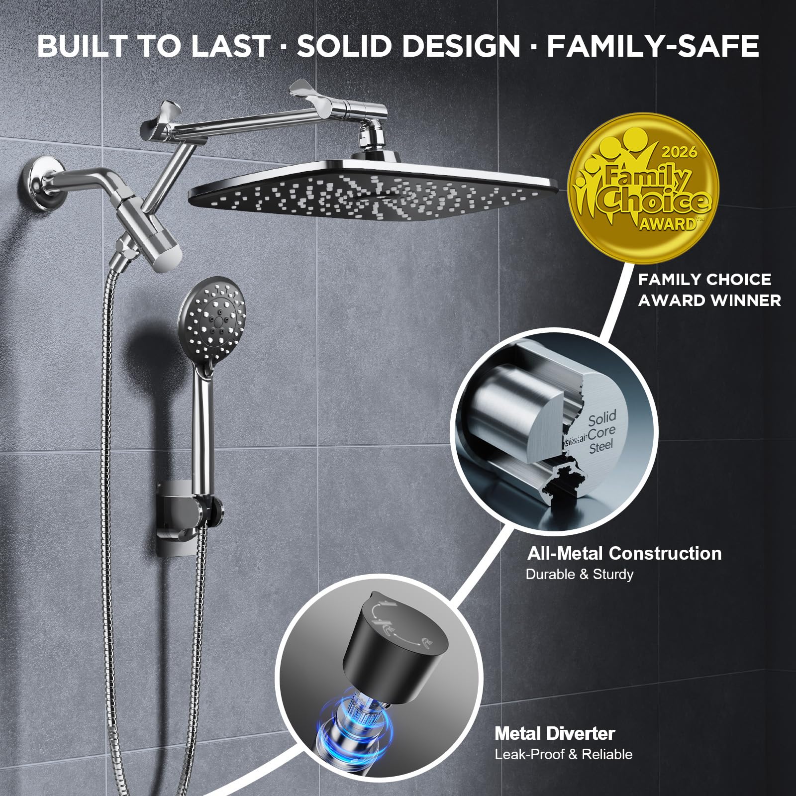Veken High Pressure Shower Head - Handheld & Rainfall -4