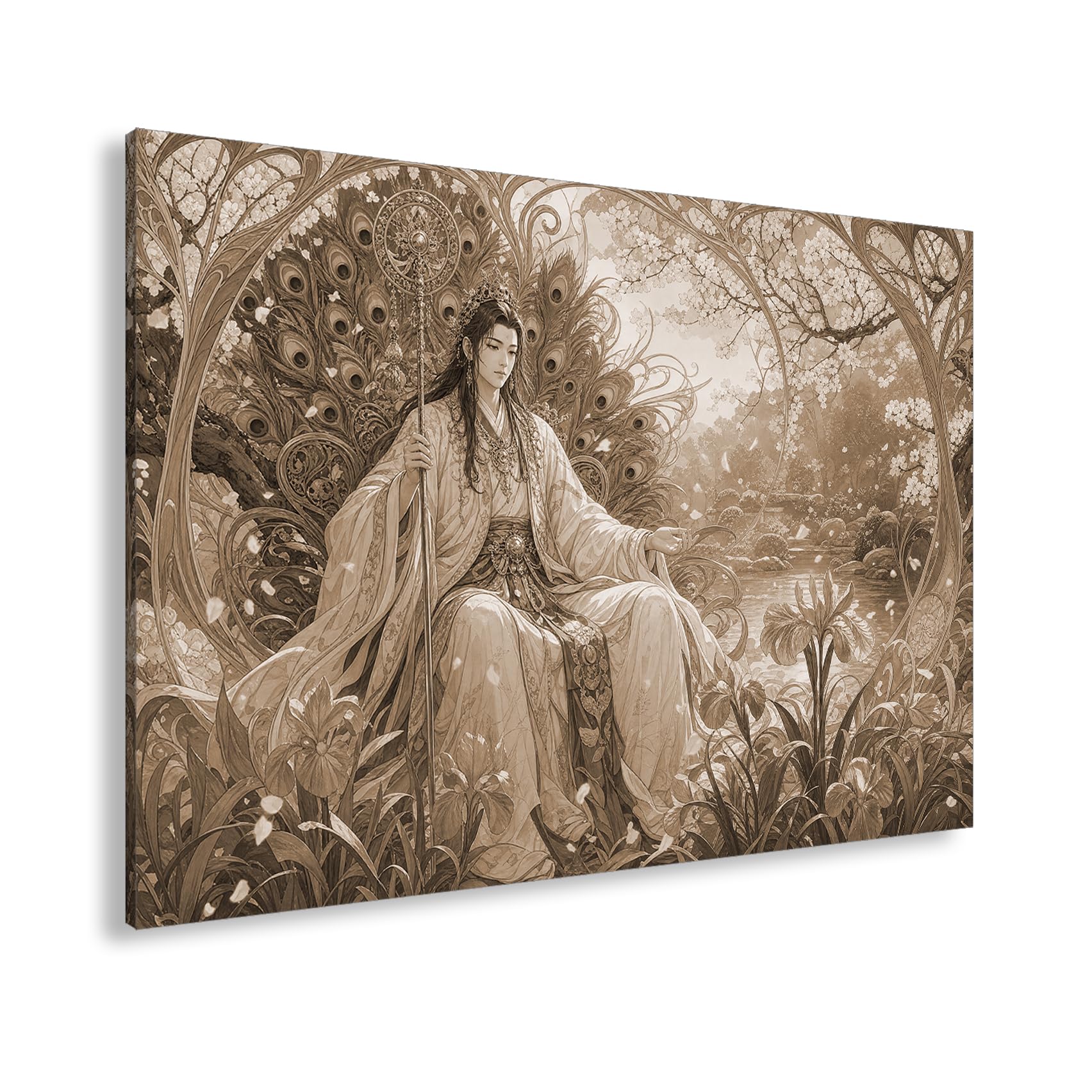 deyoli Obraz na płótnie elegancki kształt przed drzewem wiśni 70 x 50 cm