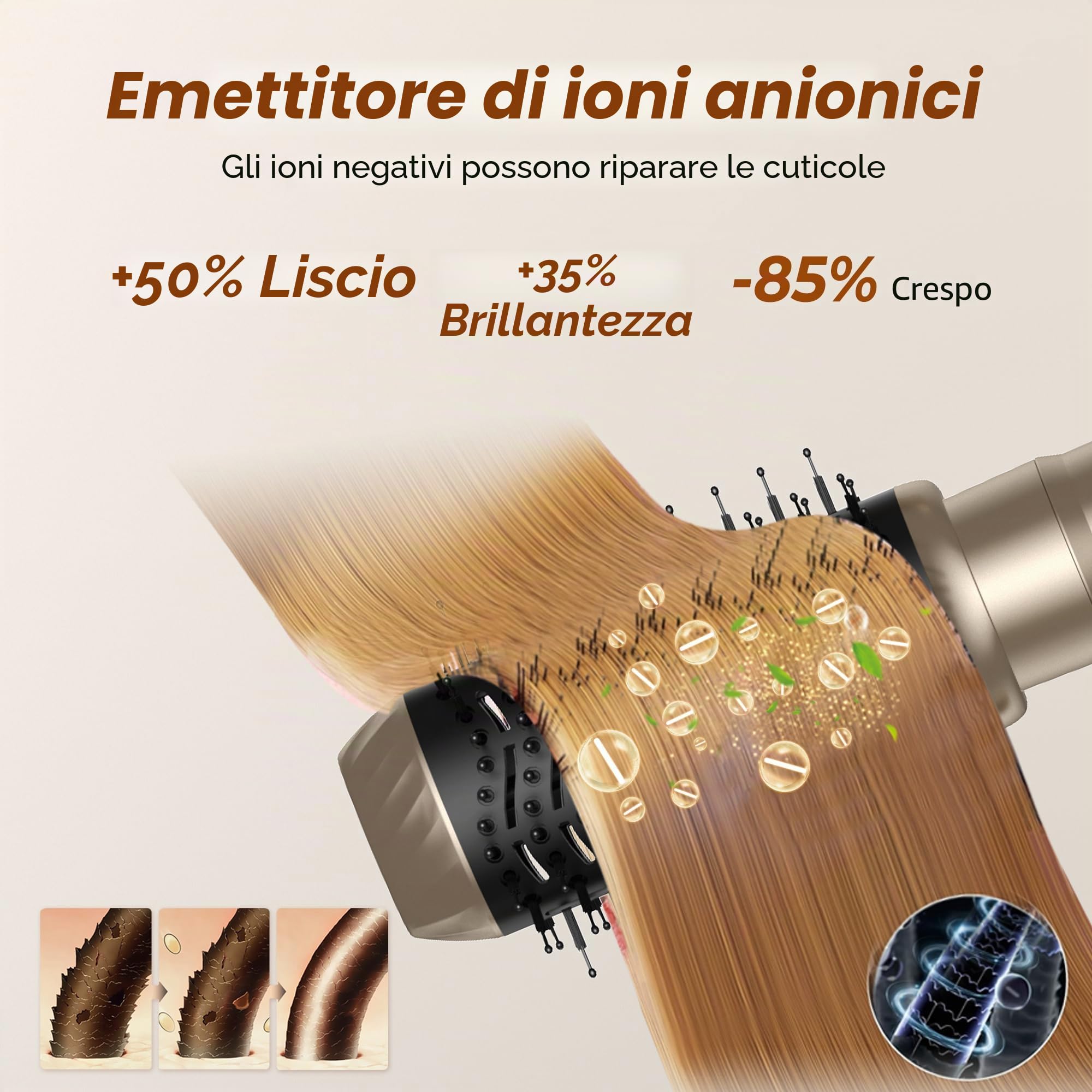 Pro Airstyler 6 in 1 - Spazzola Asciugacapelli con 1000 W asciugacapelli, Spazzola Soffiante, Airflow Ricci per Capelli, Spazzola ad Aria Calda, Spazzola Lisciante (Oro Classico)