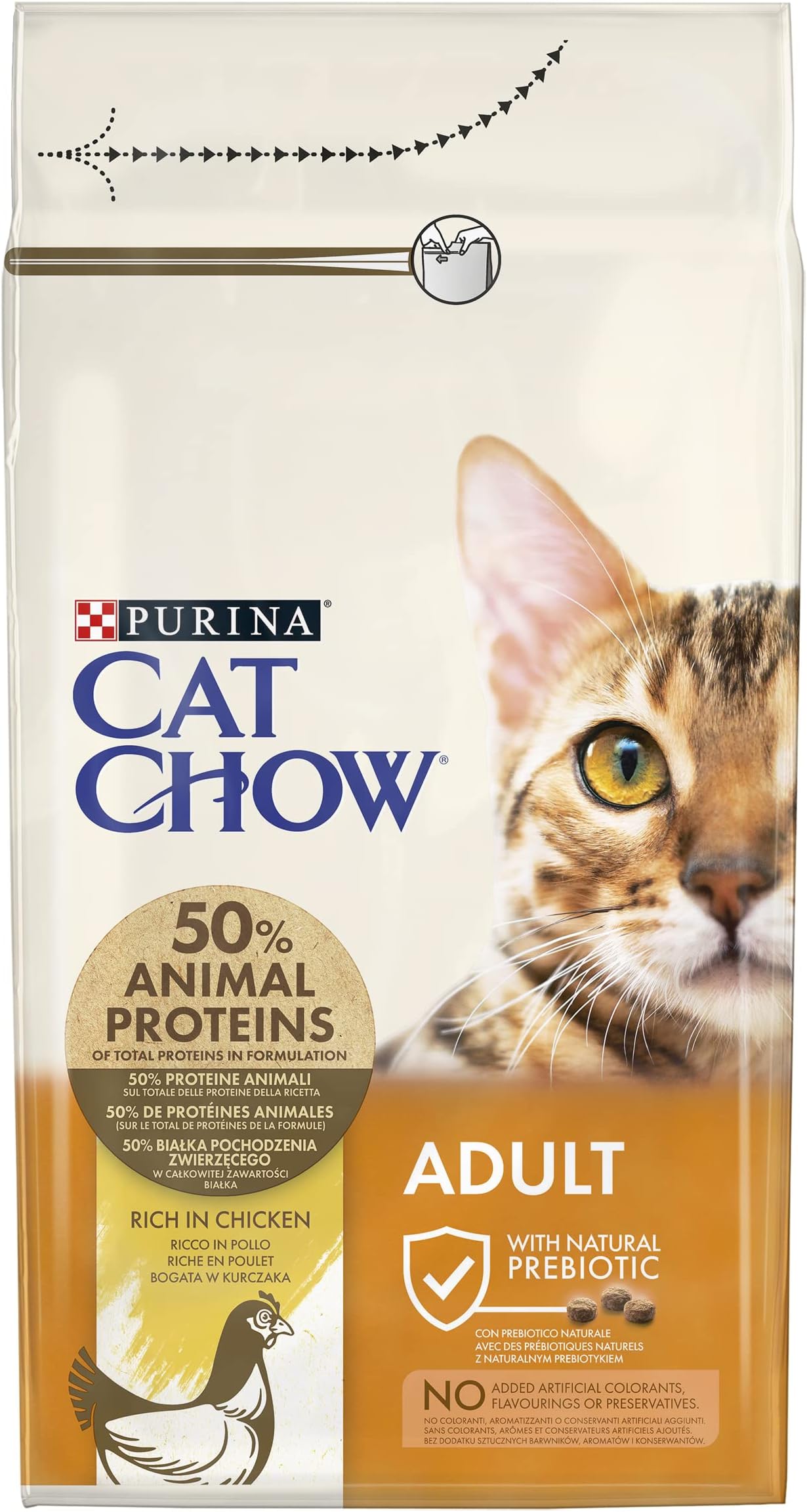 Cat Chow Purina Cat Chow Purina Chow Adult Rich In Chicken Dry Food, White.