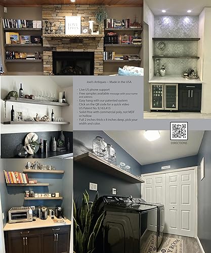 Miniatura 4 de Joel's Antiques - Estantes flotantes de 48 pulgadas para pared, hechos de madera natural y fácil de instalar, estantes rústicos resistentes para