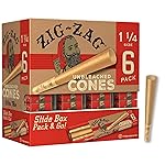 ZIG-ZAG Pre Rolled Cones 1 1/4 Size (36 Pack) Unbleached - Slow Burning Pre Rolled Cones with Tips & Packing Tubes Included - (216 Cones)