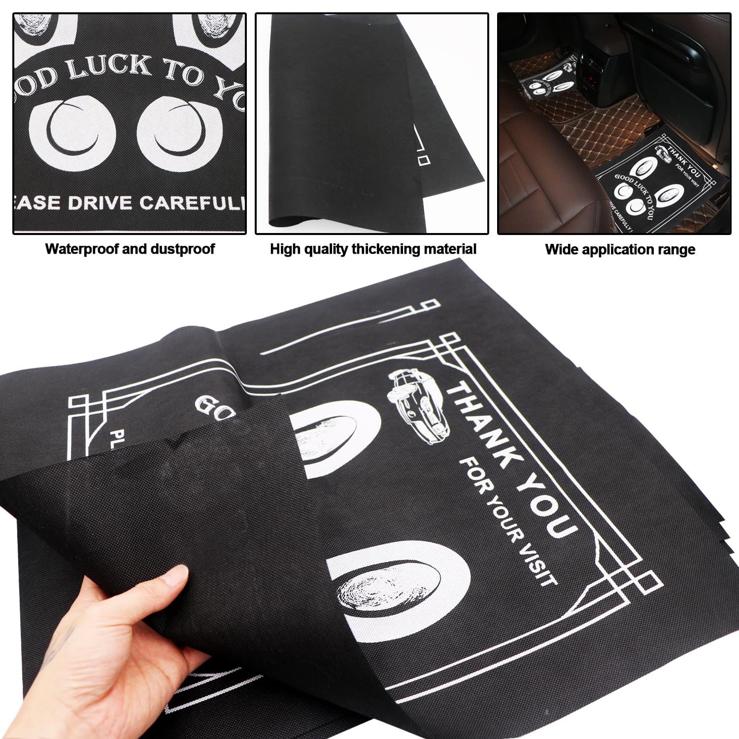 RUENXG 50-Pack Black Disposable Car Floor Mats 19 6x15 7 Inch Heavy-Duty Automotive Protectors for Car Wash Detailing — view 3