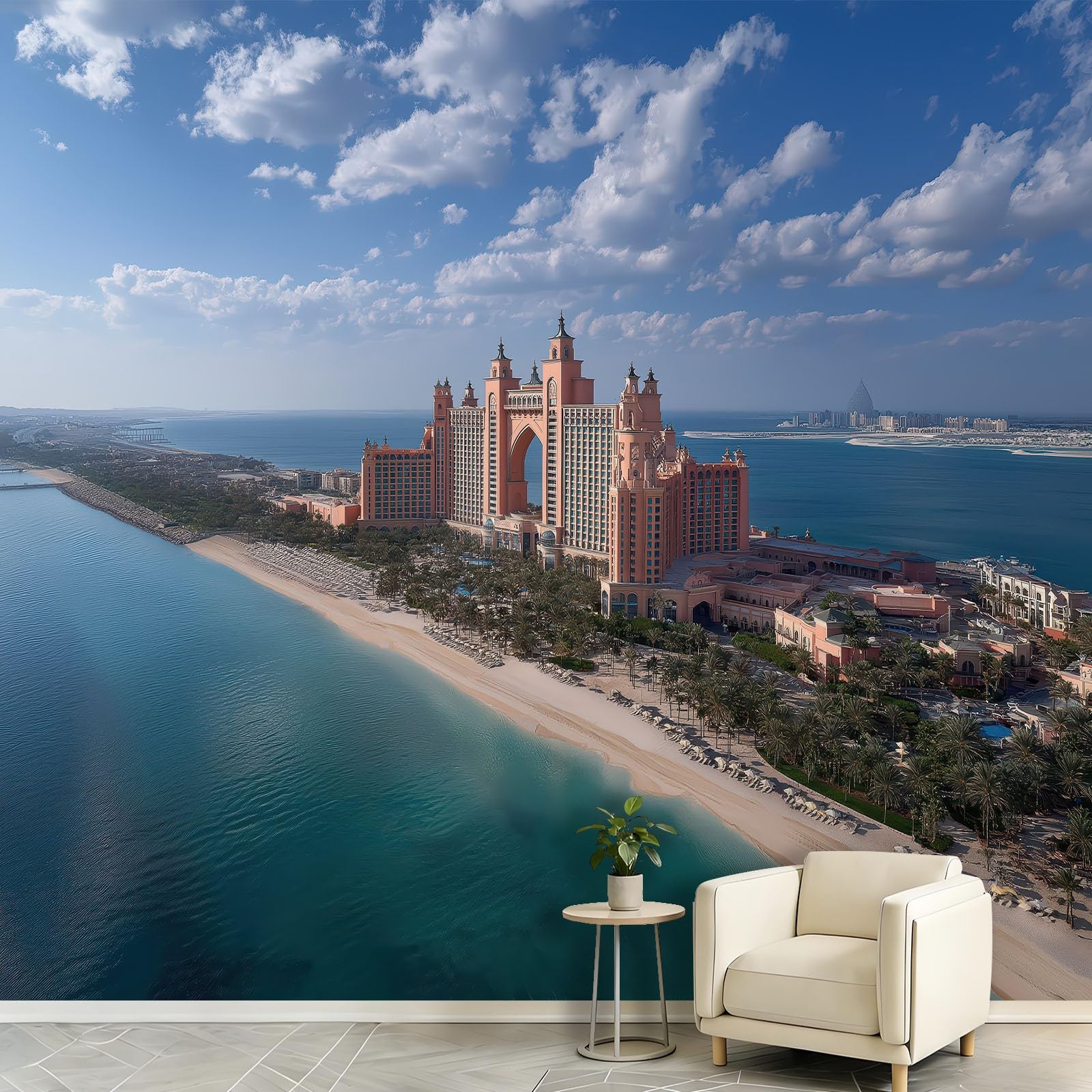 Générique Panoramiczna tapeta z włókniny 350 x 256 cm, nowoczesna tapeta z włókniny, dekoracja do salonu i sypialni, efekt 3D, ocean, plaża, las