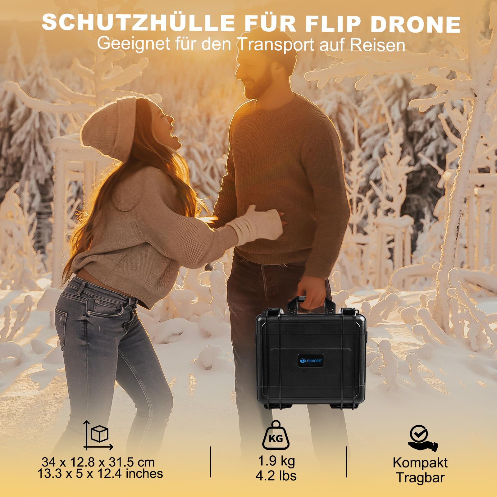 LEKUFEE wasserdichte Koffer für DJI Flip Drone, Fly More Combo, DJI RC N3/ N2/RC 2, Batterie (9 Stück), Ladehub und weiteres Zubehör (nur Tasche)