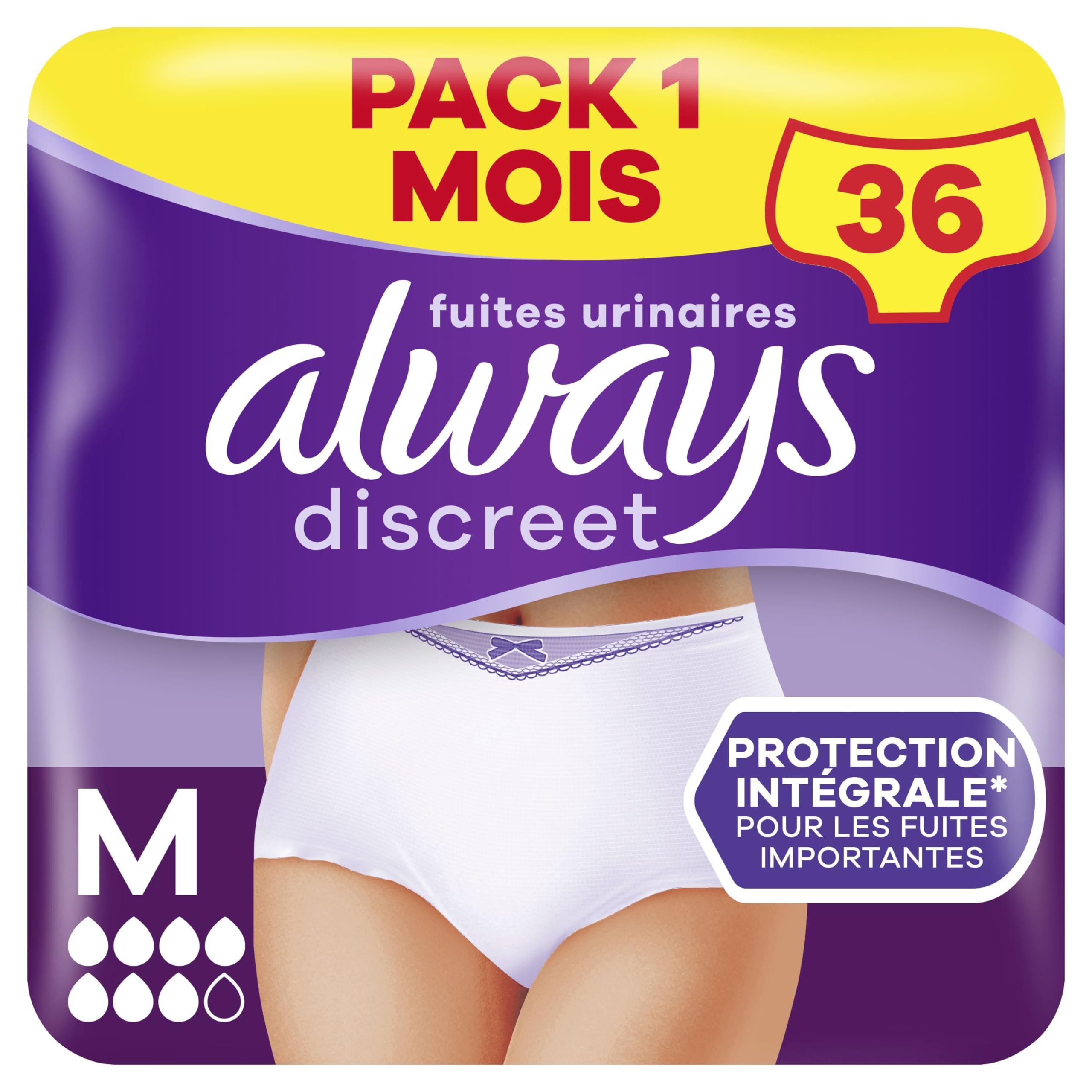 Always Discreet Incontinence Pants for Women, Medium, Saving Pack 36 High Absorbency Pants