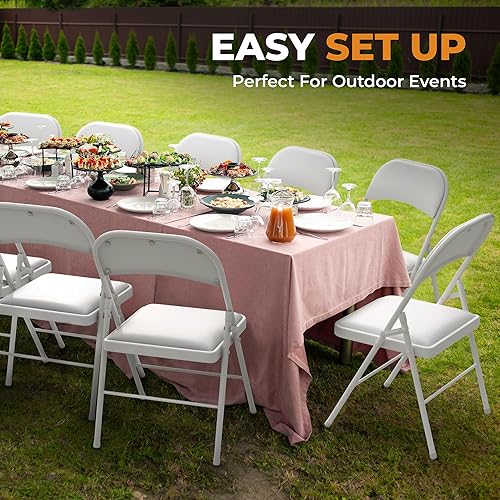 Miniatura 7 de Nuestra Marca Our Modern Space Juego de 4 Sillas de Cuero  Plegables y Apilables  Capacidad de 350 libras, Estructura de Acero para Asientos para