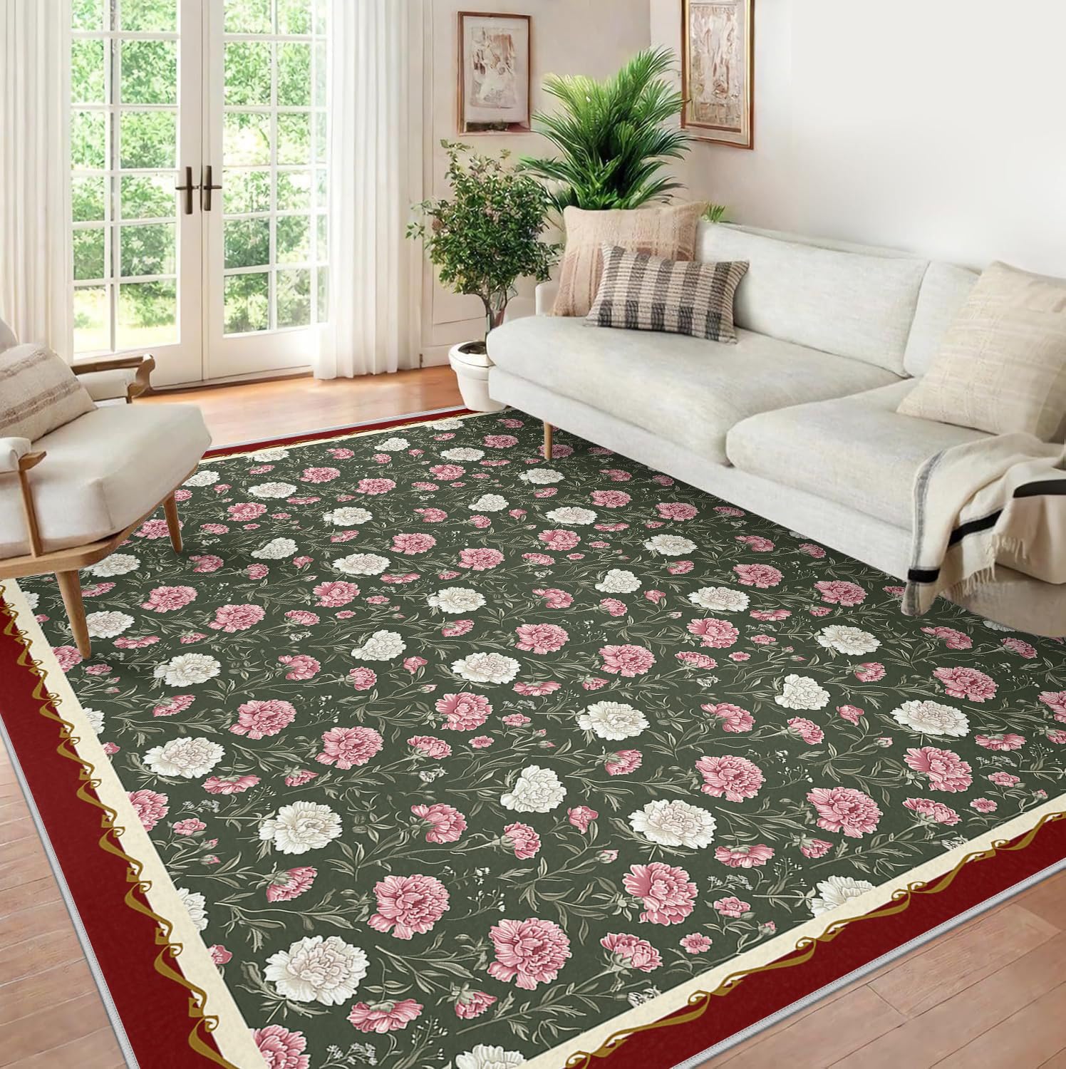 Tapis vintage de grande surface aux finitions soignées pour salon élégant