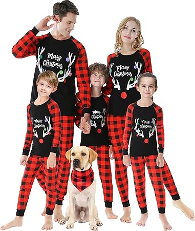 shelry Matching Family Christmas Pet Pajamas Dog Bandanas Cat Pjs Size XL
