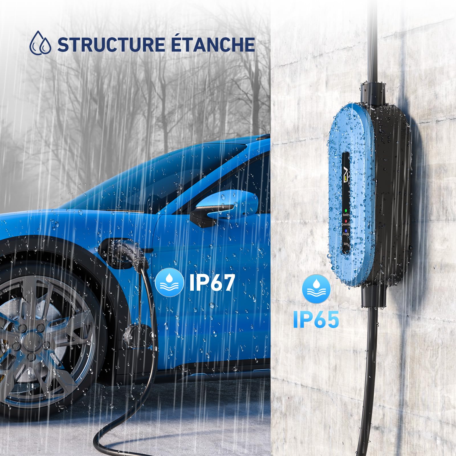 Cable De Recharge Pour Voiture électrique Type 1 Vers Type 2 - 10