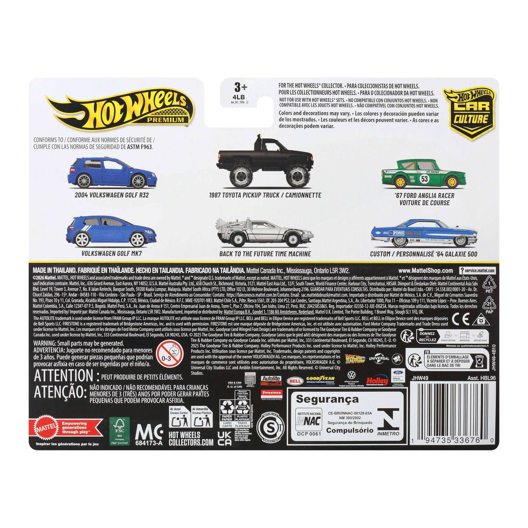 Hot Wheels Premium Car Culture (2004 Volkswagen Golf R32 & Volkswagen Golf MK7), set da 2 veicoli collezionabili in scala 1:64 con pneumatici Real Riders e telaio in Metallo, 3+ anni, JHW49