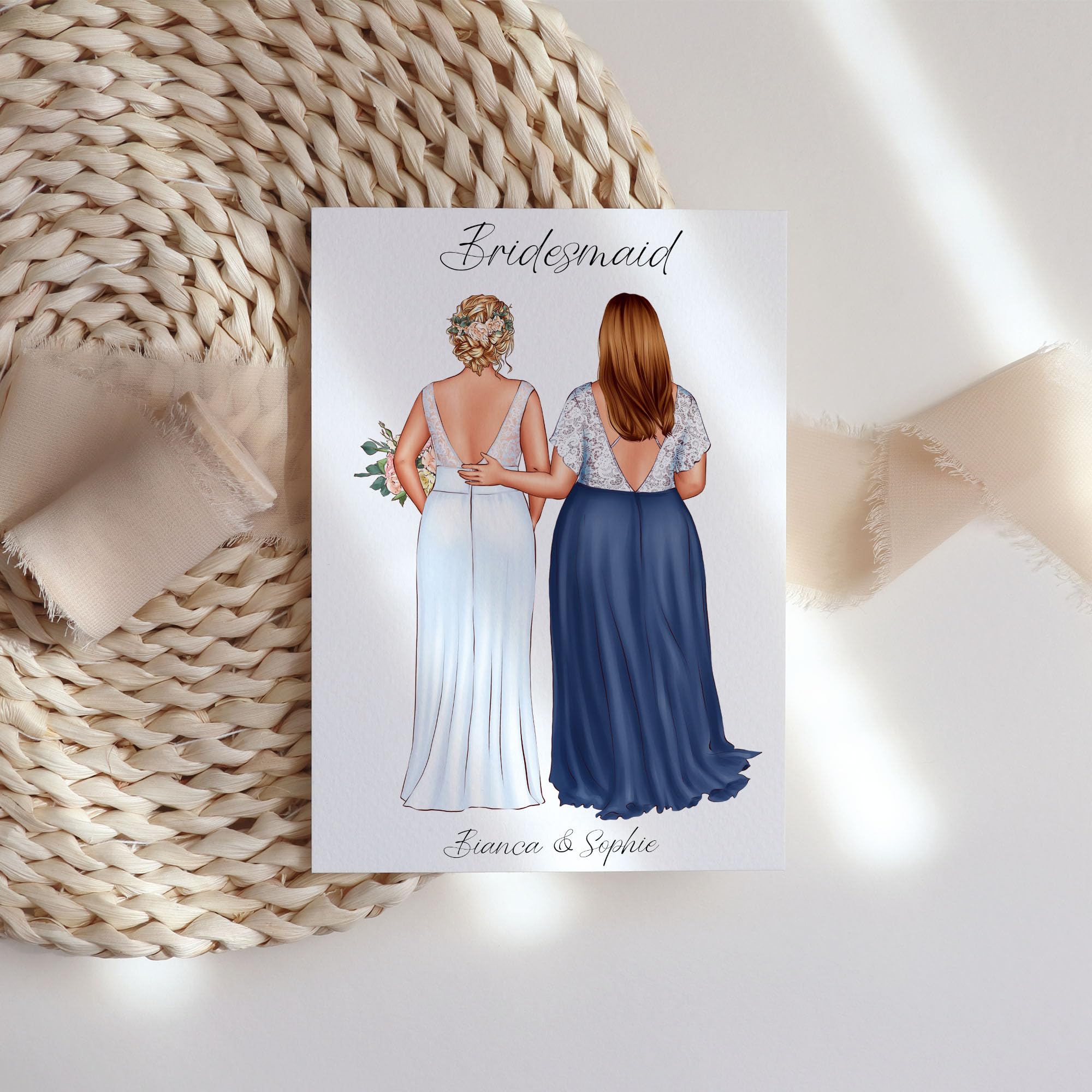 Will You Be My Maid Of Honor Kiddle-Design Brautjungfer Karte  Personalisiert Name Braut \u0026 3 Trauzeuginnen | Frage \u0026 Danke-Geschenk Für  Freundinnen Brautjungfern \u0026 Brautparty Brautjungfer Fragen, image size:2000x2000