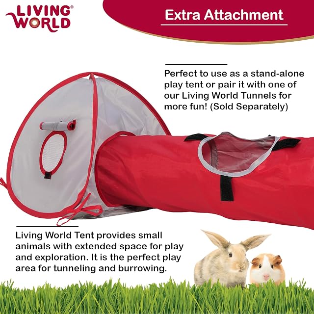Foto 4 de 8 de Escondite Tienda de campaña para pequeños Animales Living World, Mediana, Azul/Rojo