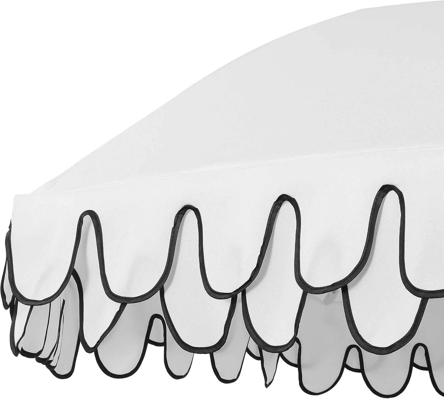 JONATHAN Y UMB1004D Horizon 6.5 ft. Classic MidCentury Scalloped Fringe Market Beach Umbrella with Push-Button Tilt, Wind Vent and UV Protection, and Matching Carry Bag in White/Black, White Pole - Image 7