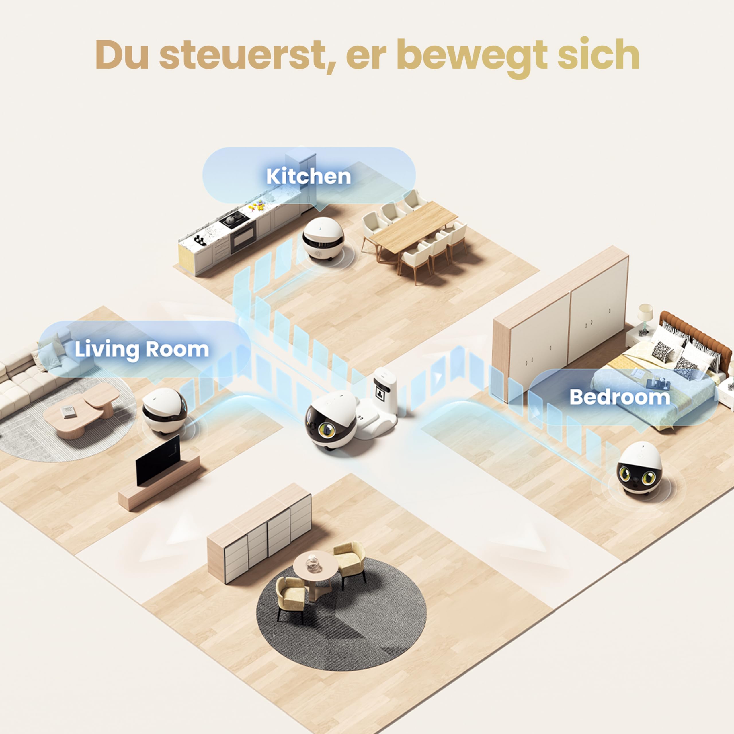 EBO Air 2S FamilyBot Haustierkamera-Roboter 2.5K mit KI-Tierverfolgung
