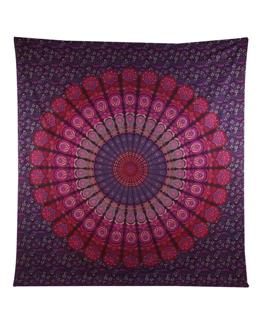AVA Collections Large Mandala Tapestry Wall Hanging/Indian Cotton Boho Bohemian Psychedelic Hippie Throw/A Yoga Mat Beach Rugs Towel Blanket (Size 90x84 inches) (Queen- Peacock/Purple)
